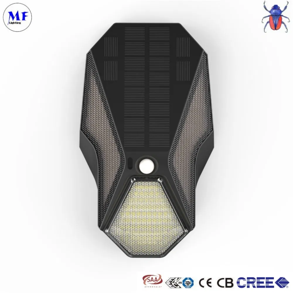 Iluminación de cercas, iluminación de terrazas, iluminación de decks, entrada de garaje, exterior de edificios de oficinas, jardín, batería de litio IP65 luz solar de pared LED con sensor de movimiento PIR a prueba de agua