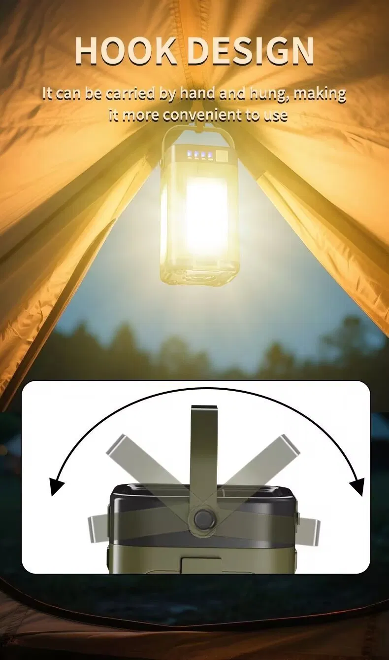 Lámpara de camping solar recargable plegable y a prueba de agua para jardín y campamento