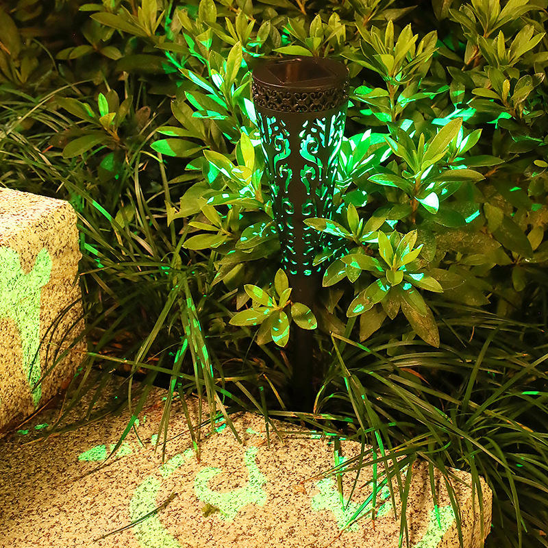 Foco decorativo de jardín en forma de cono hueco, solar, LED, impermeable y para paisajismo exterior