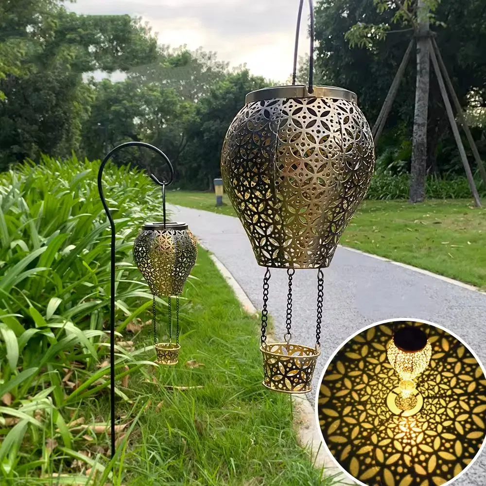 Lámparas de globo de aire caliente solares encantadoras para espacios de jardín