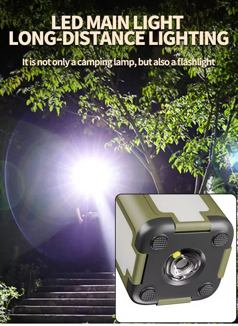 Lámpara de camping solar recargable plegable y a prueba de agua para jardín y campamento