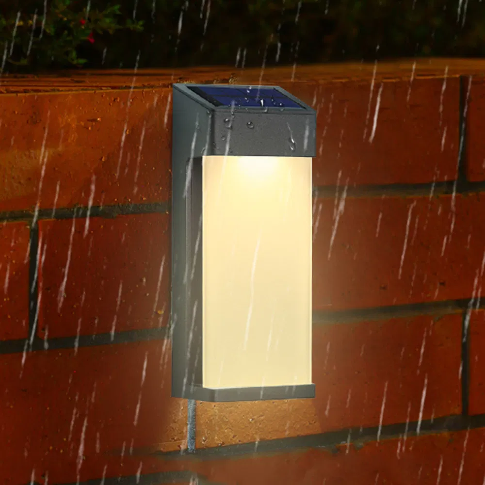 Luz de pared LED solar, luz de cerca impermeable, automática, decorativa para exteriores, negra, para terraza, patio, escaleras, jardín, camino y entrada