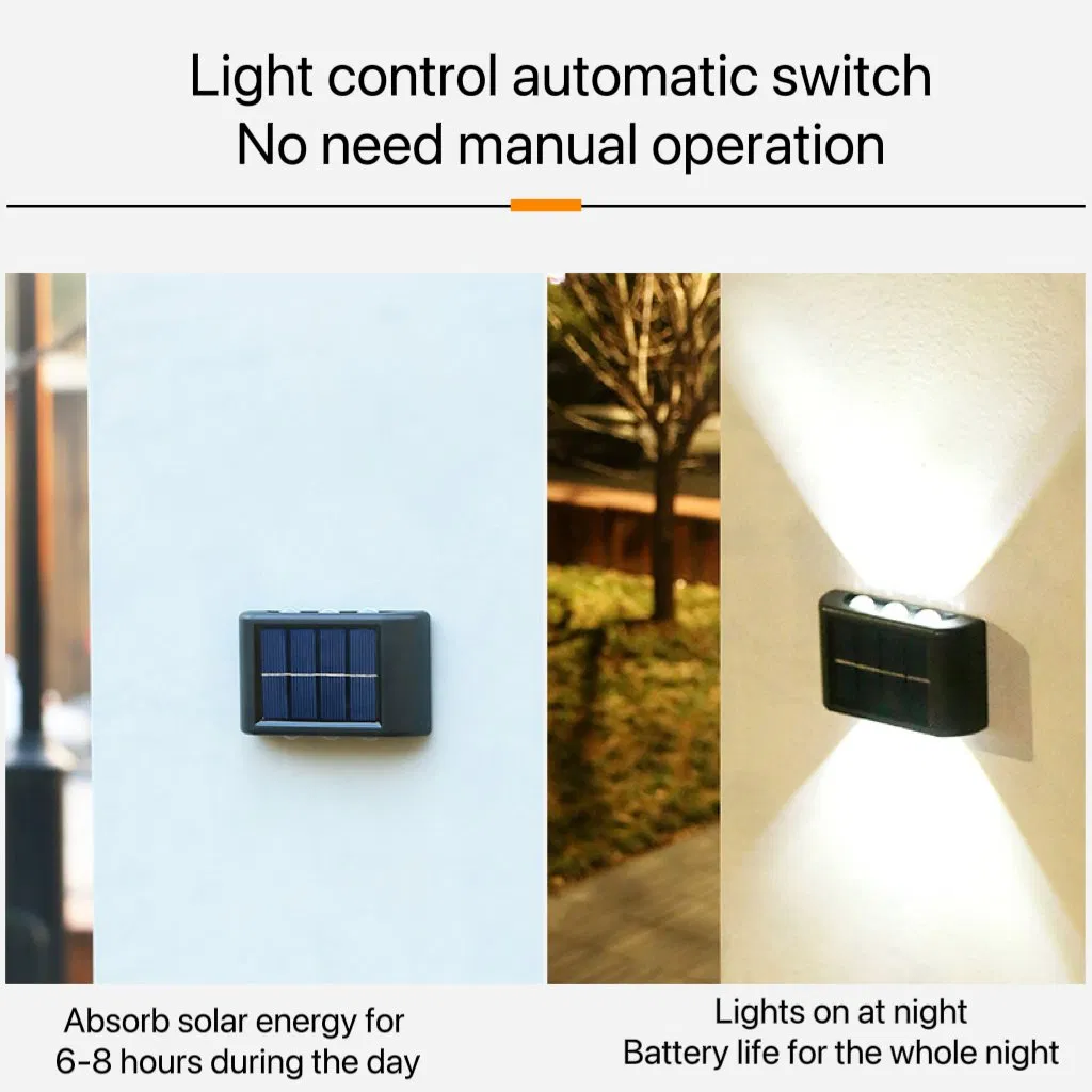 Luces de cerca solares para exteriores, aplique de pared LED hacia arriba y hacia abajo, iluminación a prueba de agua de crepúsculo a amanecer para terraza, escalera, patio y jardín