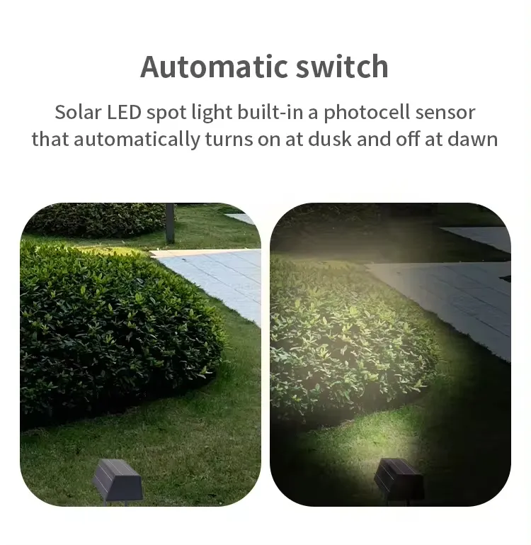 Luz de Spot Exterior Solar IP65 Impermeable Blanca Cálida para Paisaje en Jardín y Sendero