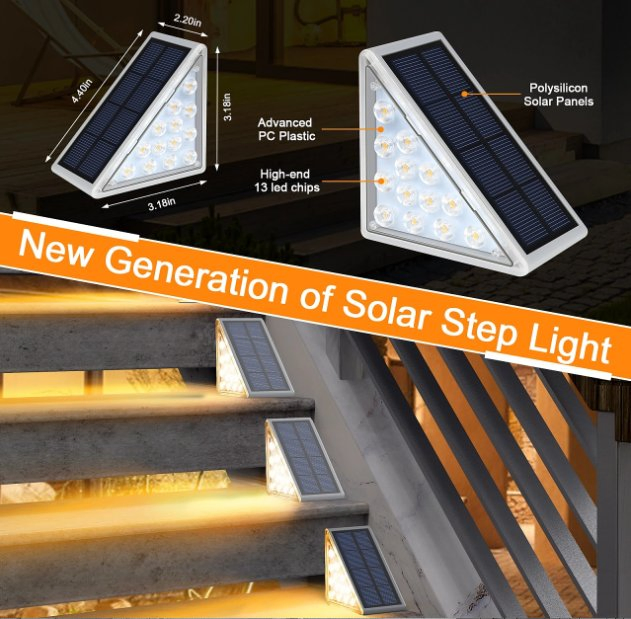 Luz de escalera triangular solar para uso exterior