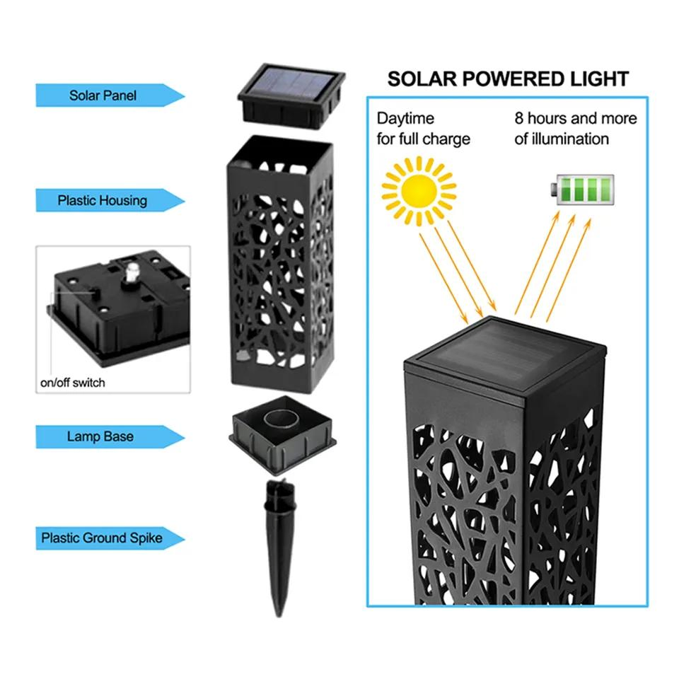Lámpara decorativa de jardín exterior, luces de camino impermeables LED alimentadas por energía solar