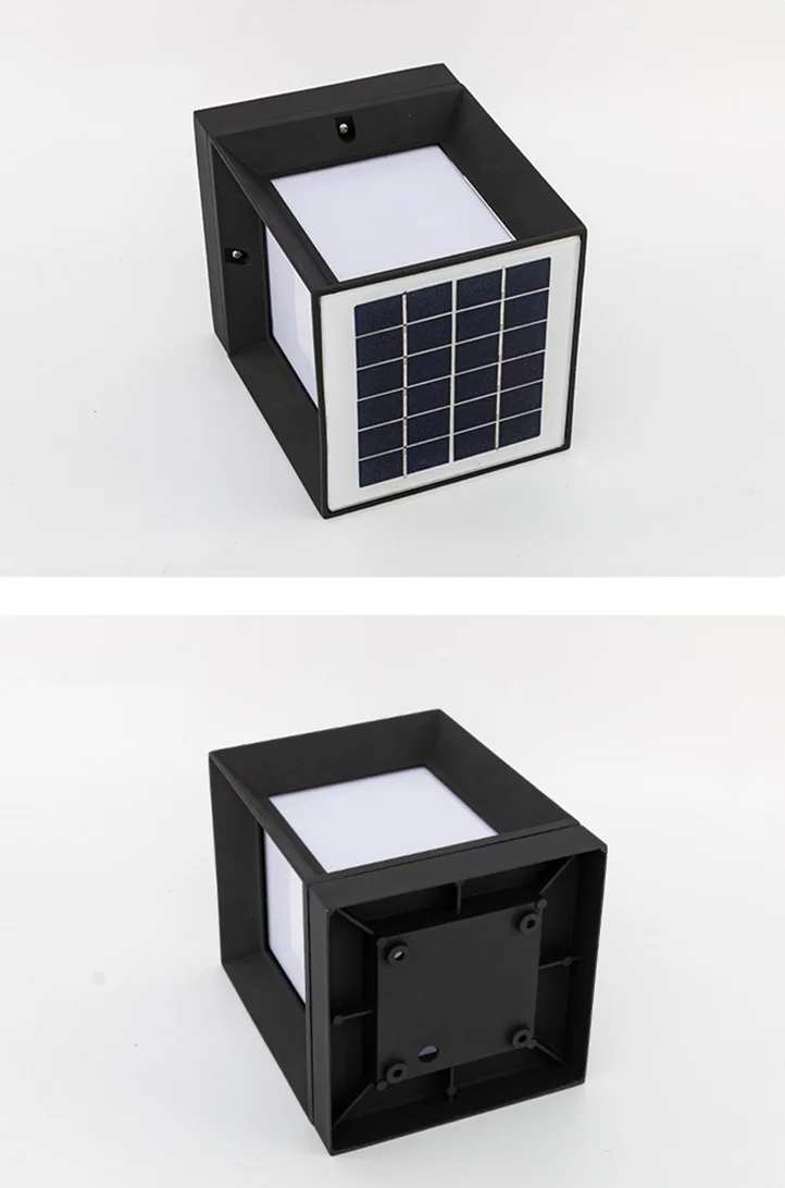 Luz decorativa de pilar de puerta de cerca al aire libre cuadrada de aluminio LED solar impermeable IP65