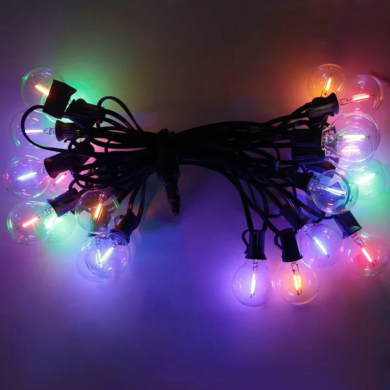 Luces solares de estilo colgante para interiores y exteriores con 50PCS bombillas LED multicolores para iluminación de jardín, terraza y Navidad