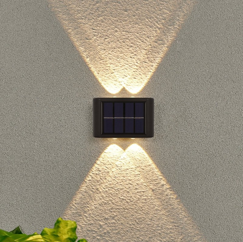 Luces de cerca solares para exteriores, aplique de pared LED hacia arriba y hacia abajo, iluminación a prueba de agua de crepúsculo a amanecer para terraza, escalera, patio y jardín