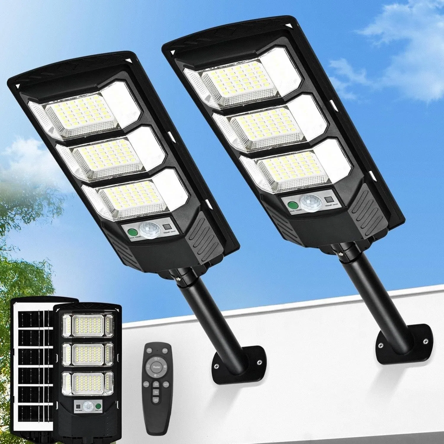 Venta Caliente Todo en Uno Luz Solar Callejera Integrada para Carretera Pública Lámpara de Inundación con Sensor de Movimiento