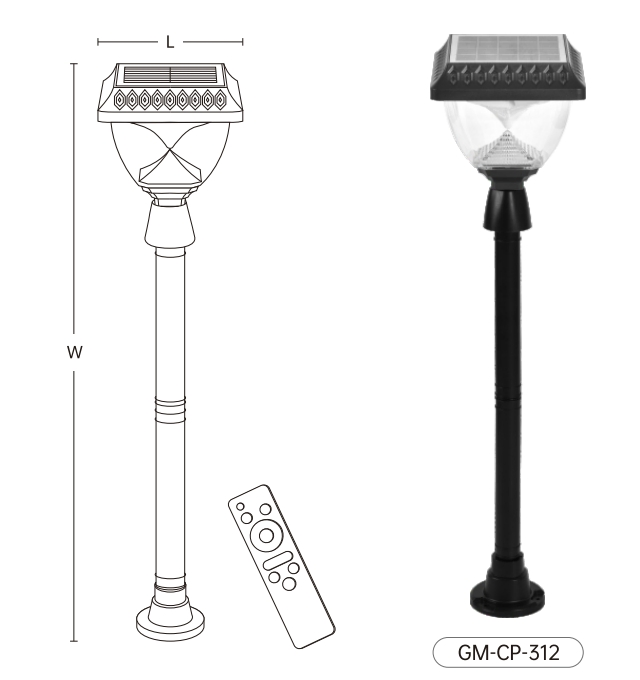 Lámpara de Pilar Cuadrada de Ahorro de Energía IP65 Luz Solar LED para Jardín Exterior Impermeable de ABS