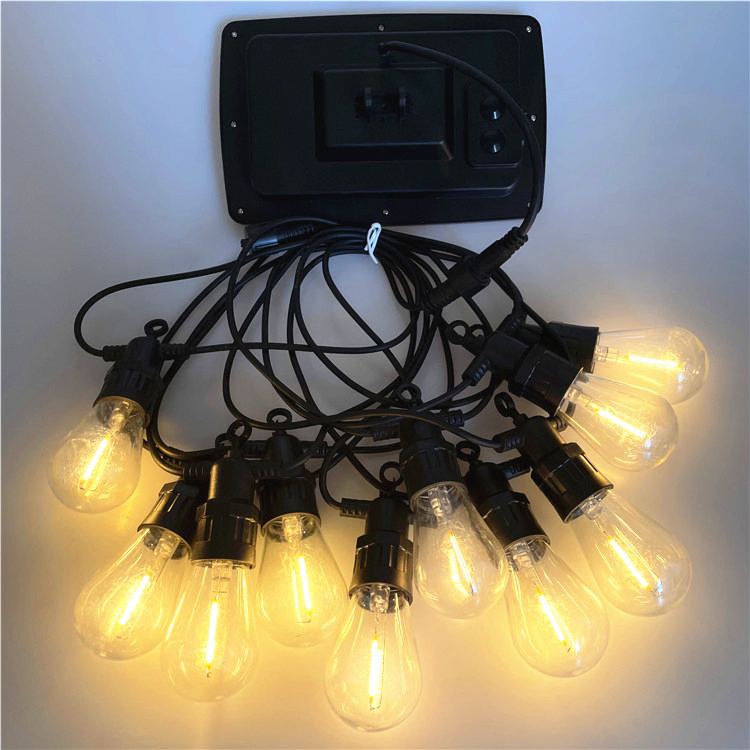 Luces de Cuerda de Bombillas Coloridas Solares Decoración Navideña para el Jardín Luz de Bombilla de Cristal LED Adorno de Luz en Racimo Navidad