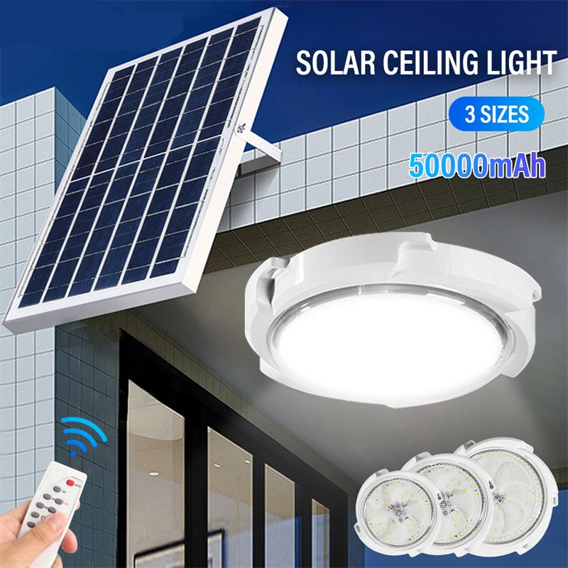 Lámpara de techo LED solar para interior y exterior, luz destacada con control remoto para jardín