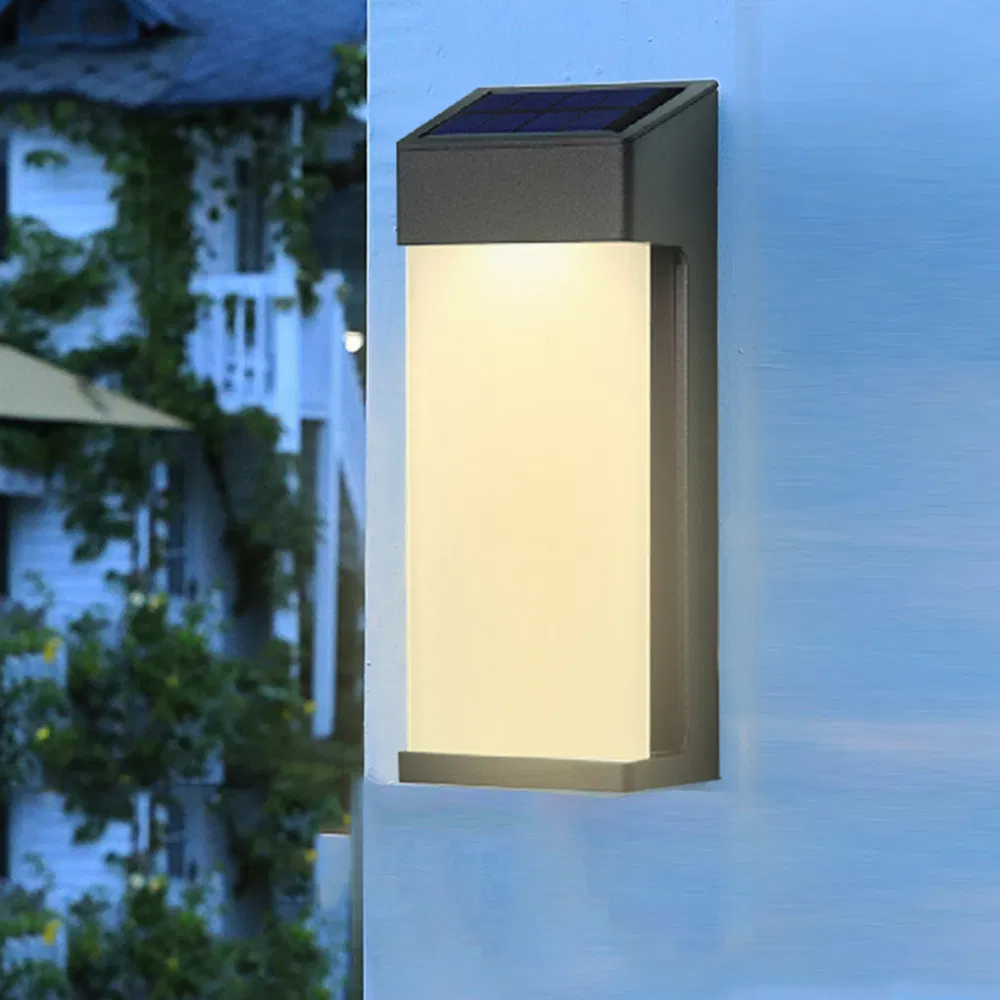 Luz de pared LED solar, luz de cerca impermeable, automática, decorativa para exteriores, negra, para terraza, patio, escaleras, jardín, camino y entrada