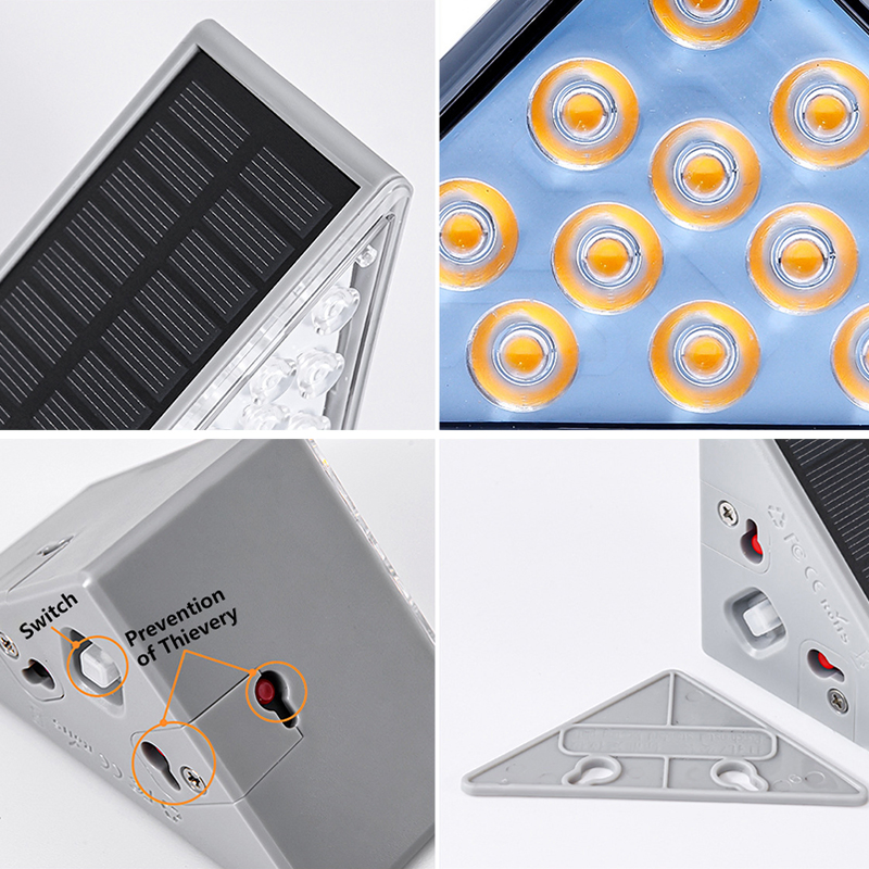 Luz de escalera LED solar a prueba de agua y antirrobo, lente para escaleras del hogar, pasillo, iluminación exterior de jardín