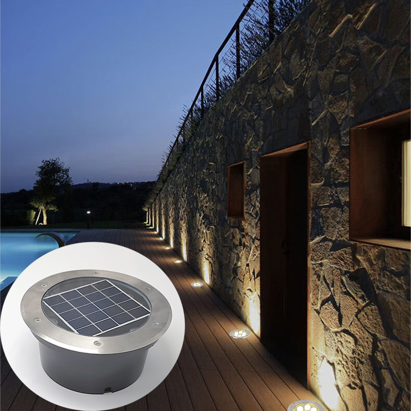 Luz de Deck Solar IP67 Impermeable Jardín Subterránea Exterior Empotrada Lámpara de Suelo Patio Escalera Foco