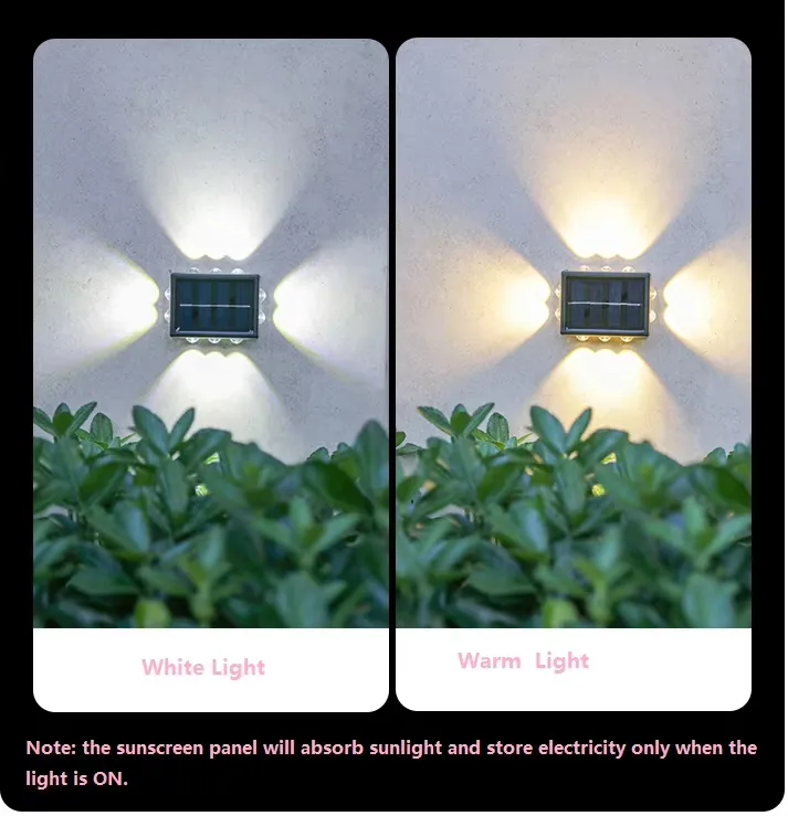 Lámpara de pared LED impermeable con espejo convexo de cuatro lados para exteriores, luz decorativa para jardín y escalera