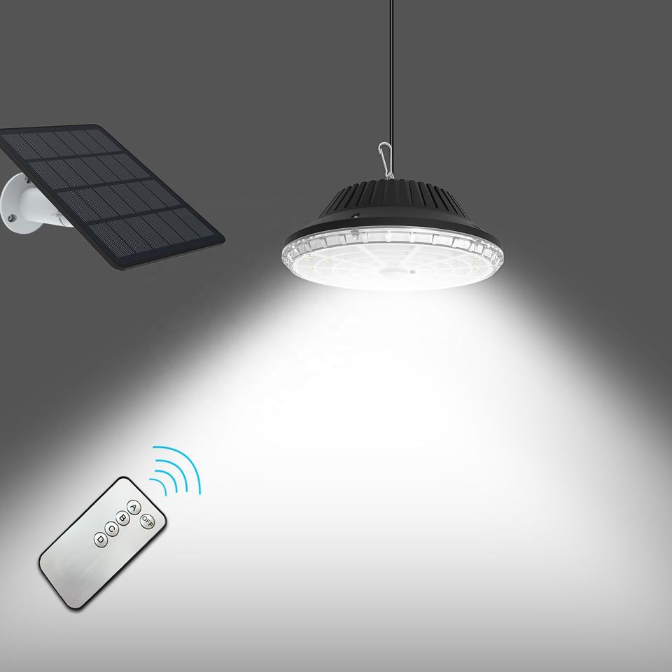 Luces de Techo Solar LED para Exterior, Luces de Seguridad para Porches, Luces Solares con Control Remoto para Cobertizos, Porches, Patios, Garajes