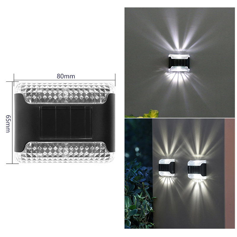 Lámpara de jardín exterior impermeable para cerca, luz solar LED montada en la pared, luz de pared hacia arriba y hacia abajo