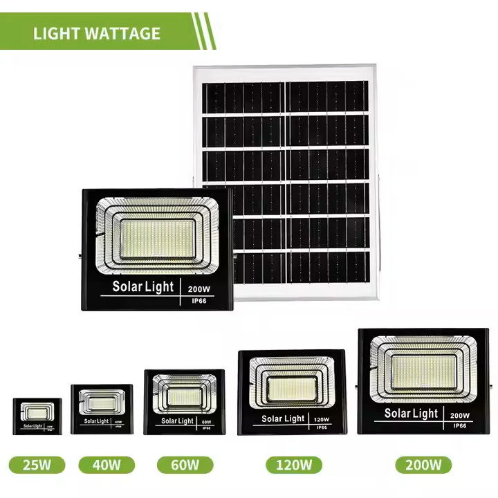 Luces de inundación solares LED 50W 100W 200W 300W 500W Reflectores impermeables para exteriores focos solares con control remoto jardín