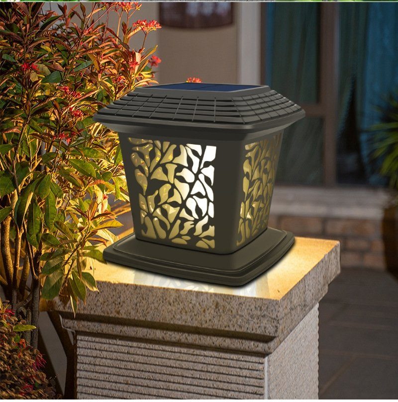 Luz de poste solar para cercas, lámpara de cobertizo, lámpara de canalón, jardín LED