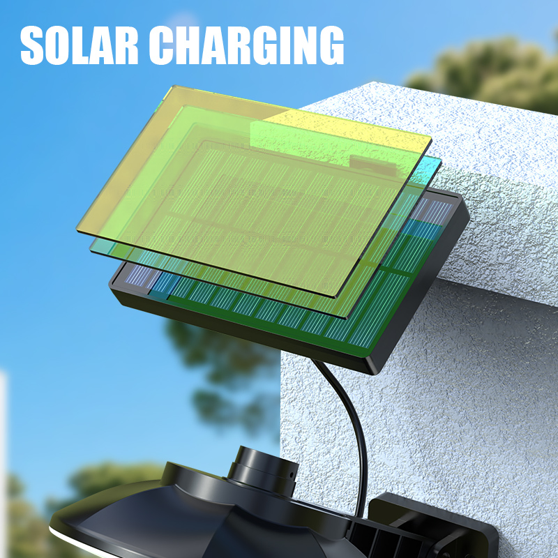 Lámpara solar de pared colgante de alta luminosidad para exteriores con doble cabezal