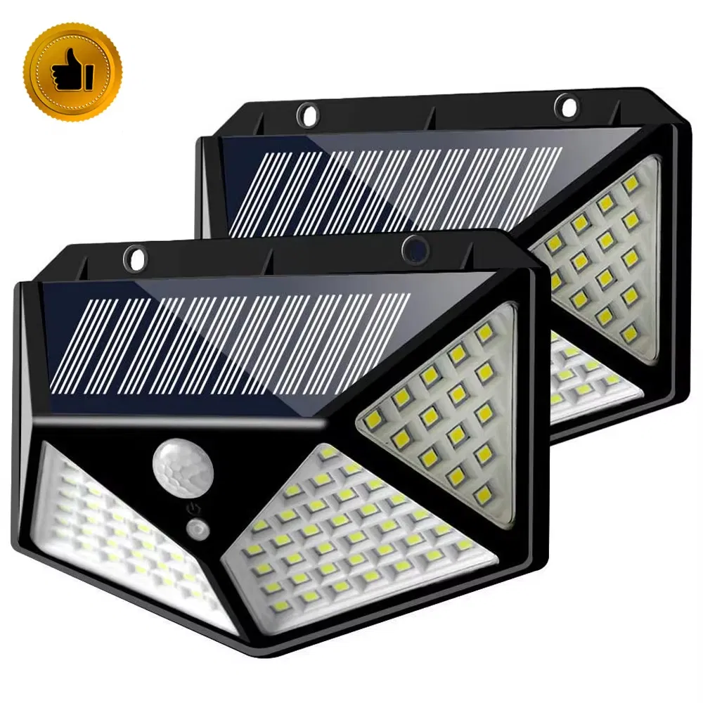 Lámpara de pared con luz solar, sensor de movimiento, luz LED solar para exteriores, jardín trasero, escalera, impermeable 100LED 118LED 76COB