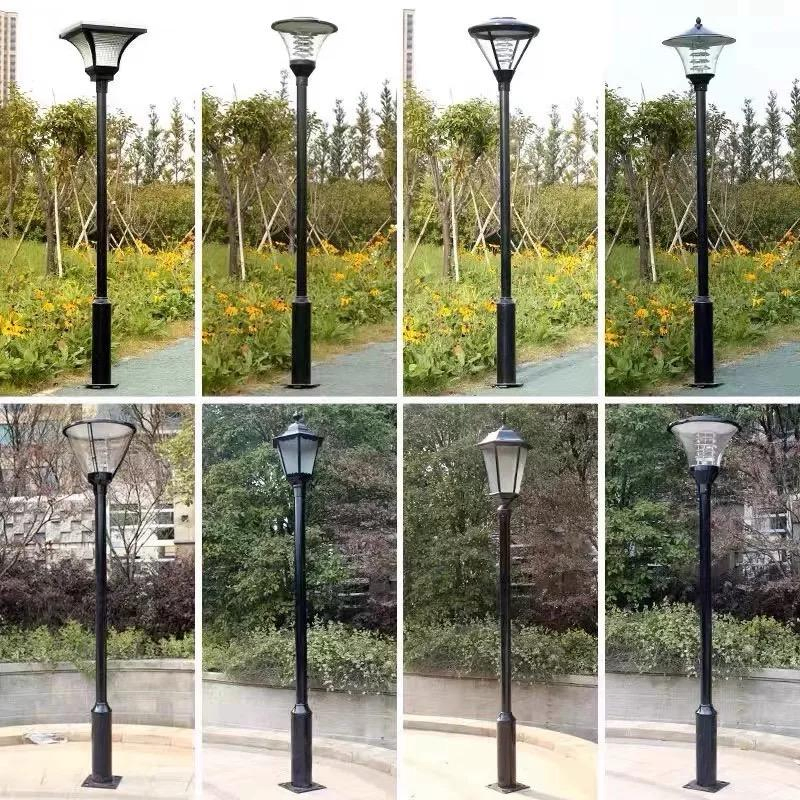 Luces de calle alimentadas por energía solar y eólica, poste de lámpara de acero galvanizado de alta calidad, luz de jardín solar de brazo único