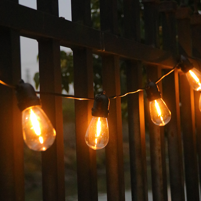 48 FT G40 Luces de Cadena Exteriores Solares Bombillas Vintage Edison Grado Comercial Pesado Decorativas