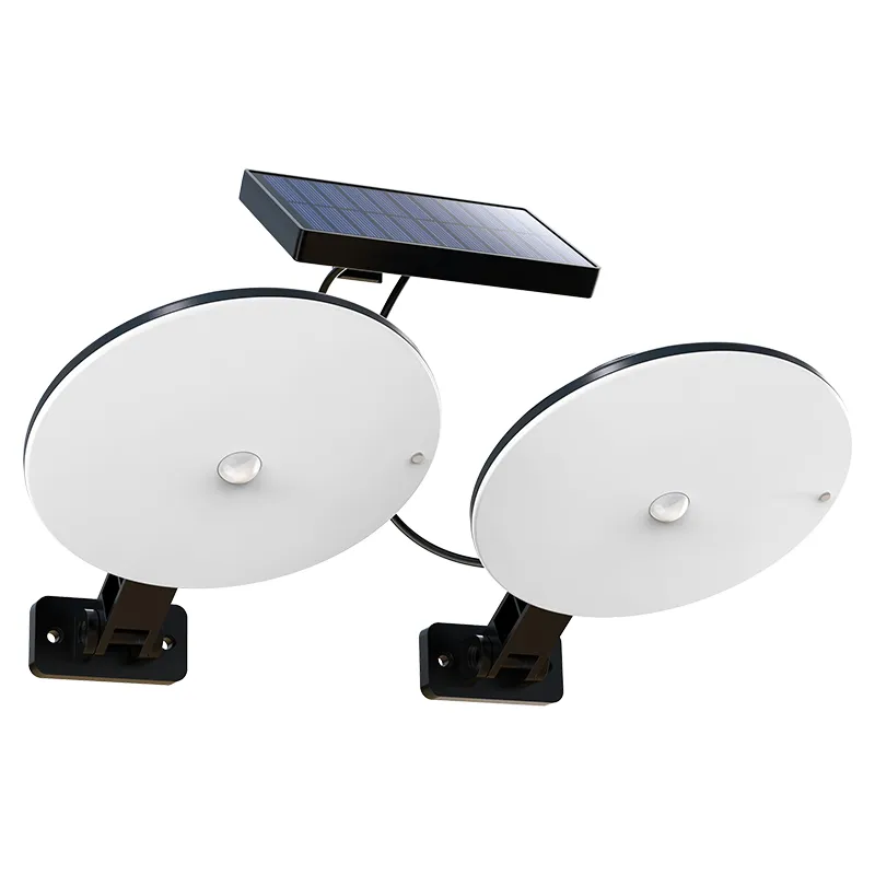 Lámpara solar de pared colgante de alta luminosidad para exteriores con doble cabezal