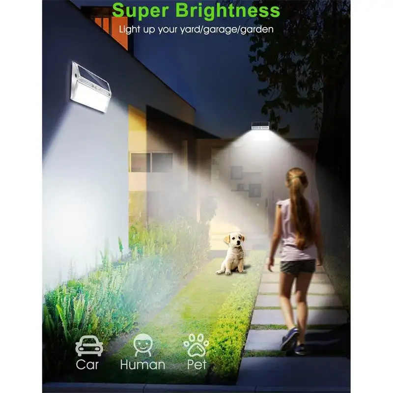 Luz de pared solar LED decorativa a prueba de agua con sensor de movimiento de acero inoxidable 112PCS para jardín, lámpara de escalera exterior, cerca exterior