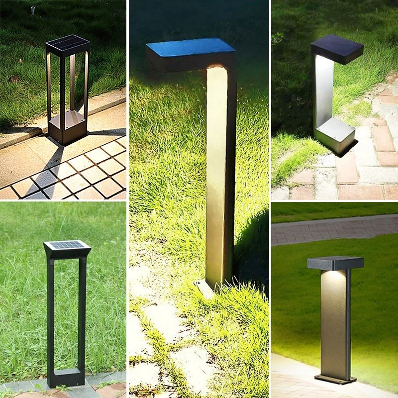 Luces Solares para Exteriores, Luces de Sendero Solares Negras en Forma de L, IP65 Lámpara Solar Impermeable para Jardín para Luces de Sendero