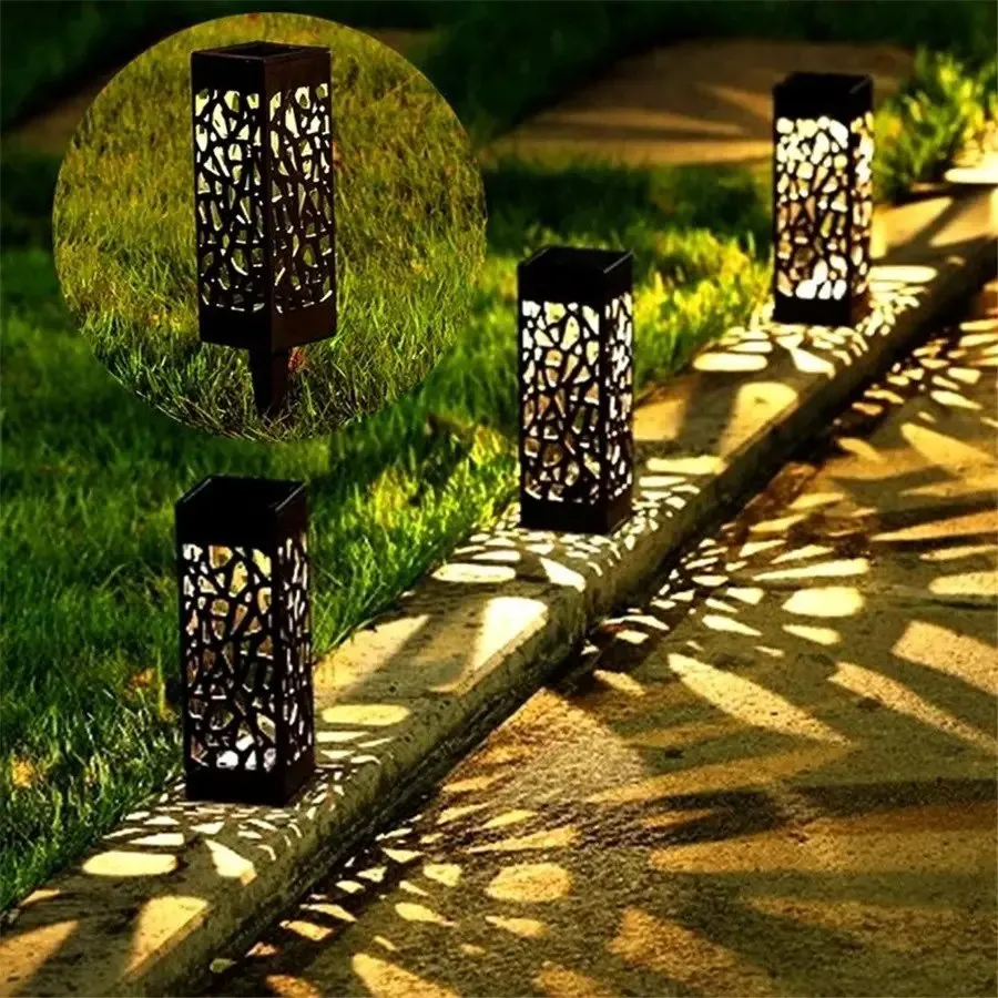 Lámpara decorativa de jardín exterior, luces de camino impermeables LED alimentadas por energía solar