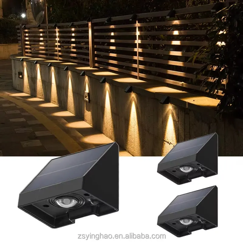 Luz de Pared Exterior LED Solar de Jardín a Prueba de Agua de Color Blanco Cálido Montada en la Pared IP65