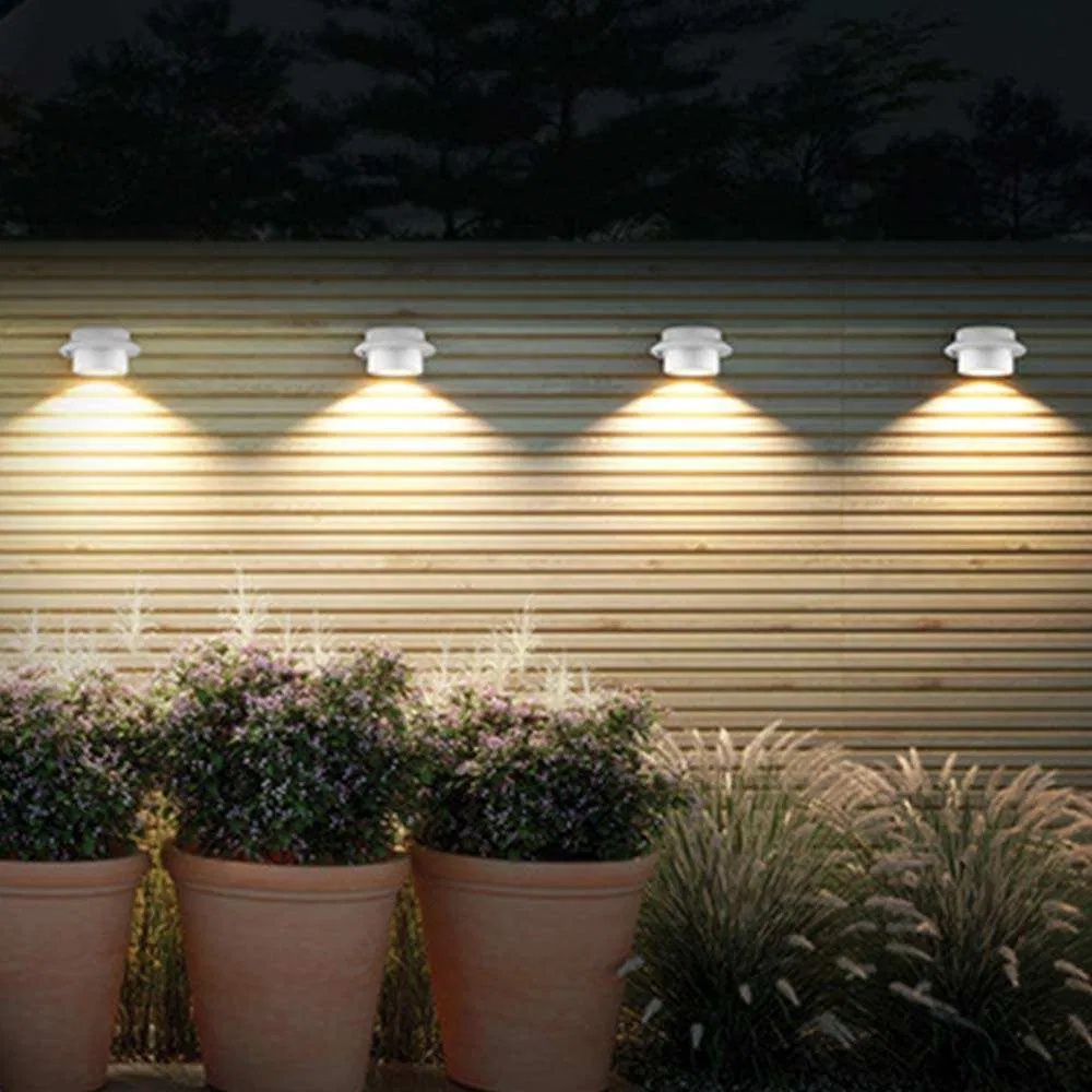 Lámpara de pared impermeable 3LED luces solares de disco para canalones y jardines