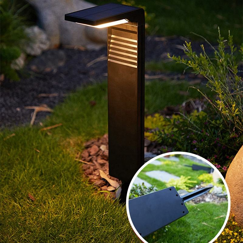 Luces Solares para Exteriores, Luces de Sendero Solares Negras en Forma de L, IP65 Lámpara Solar Impermeable para Jardín para Luces de Sendero
