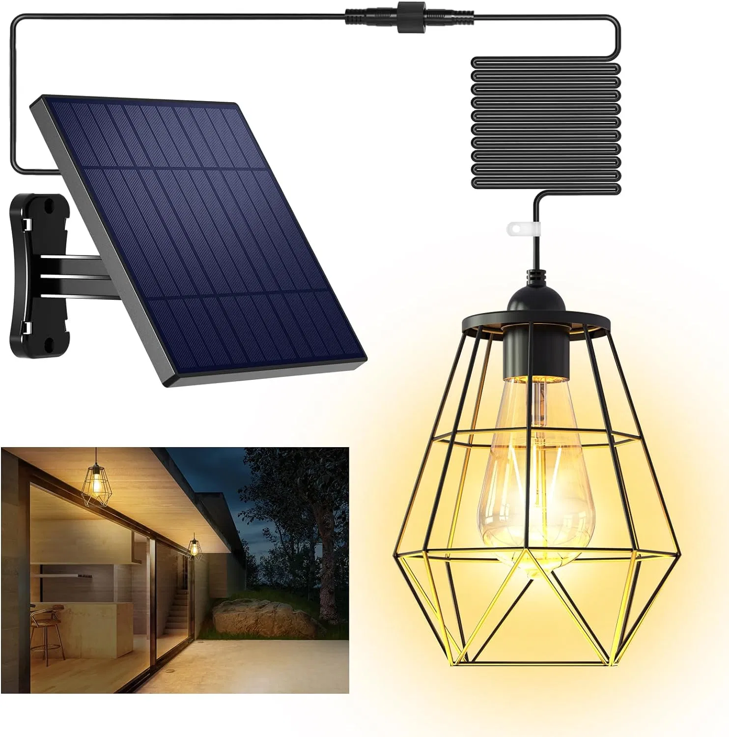 Candelabro Solar Exterior, Luz Colgante Solar Luz para Cobertizo Solar Luz Colgante