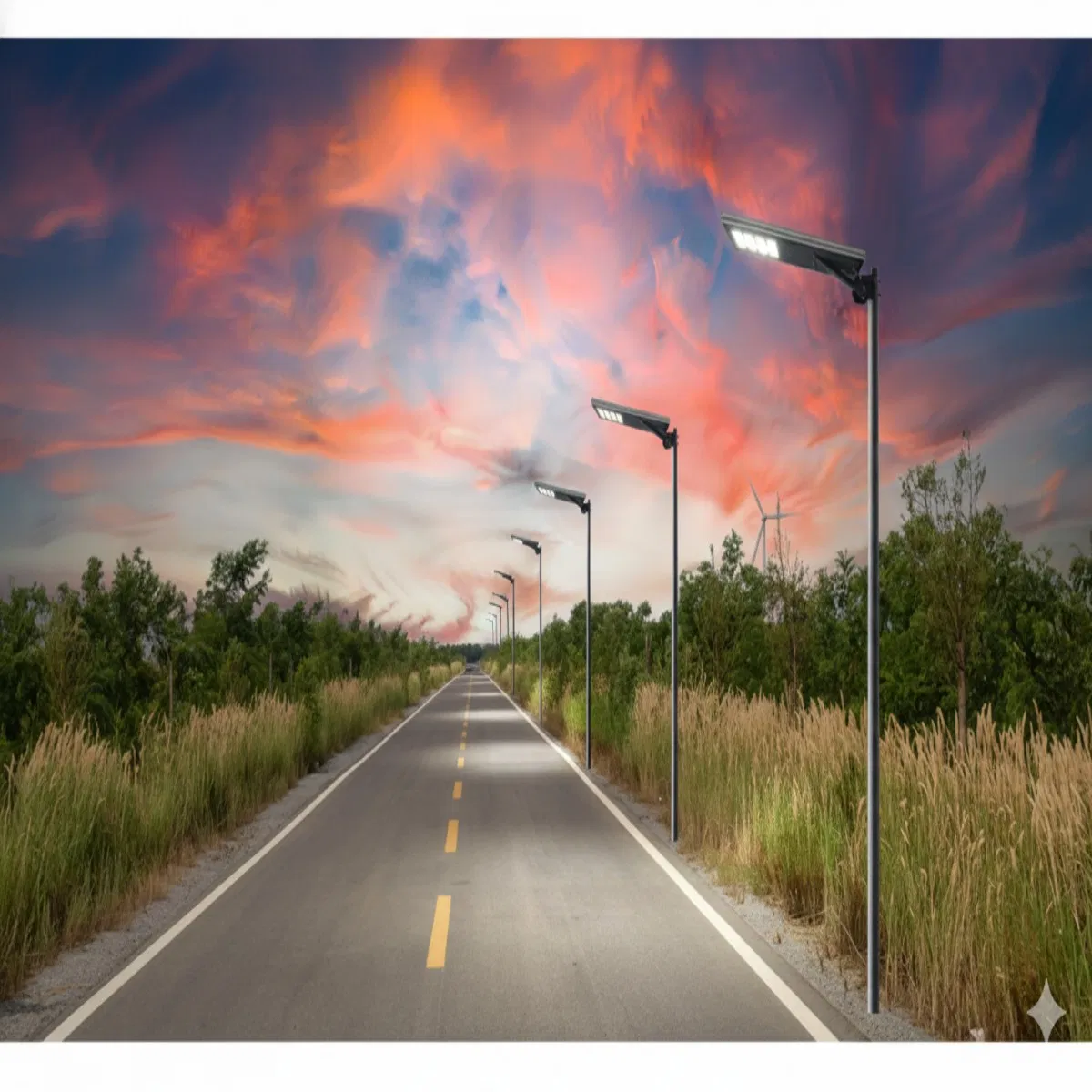 Precio de fábrica 30W 60W 100W 200W Lámpara de jardín solar de potencia superbrillante para exteriores con control remoto, luz solar de calle integrada