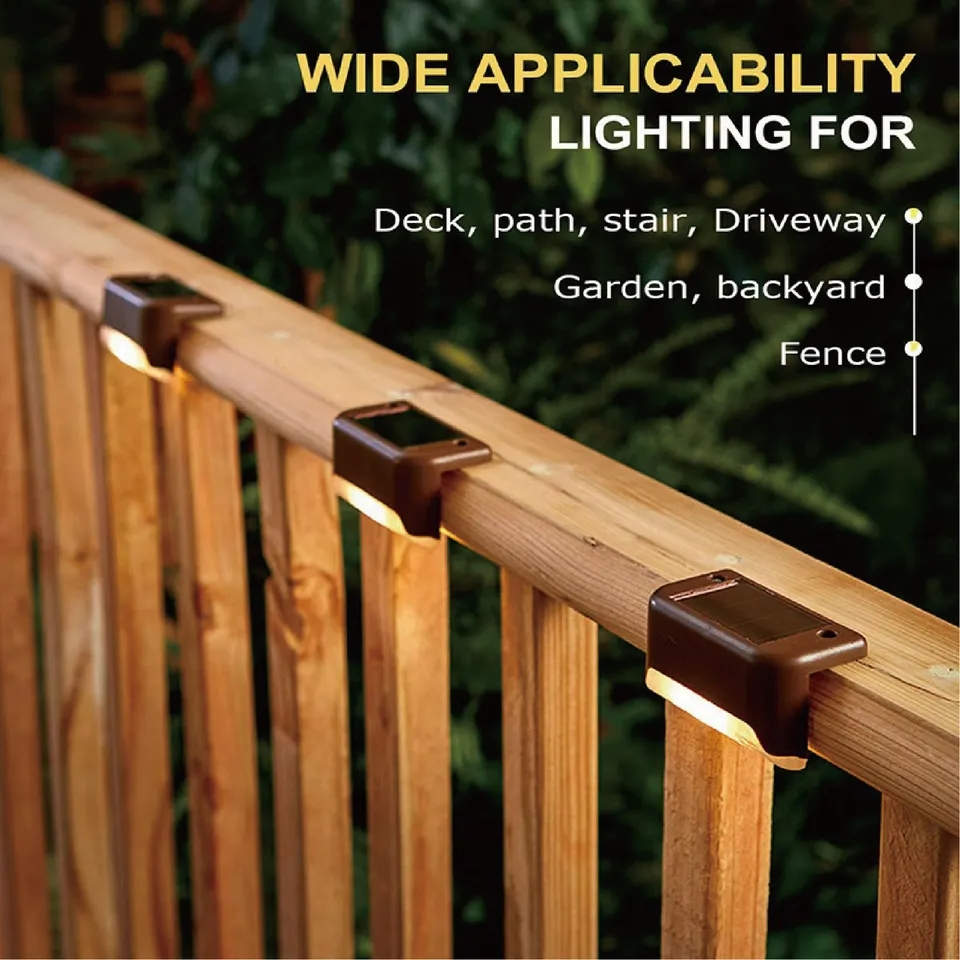 Jardín impermeable Solar exterior Patio Terraza Luz LED Patio luces Escalera Solar lámpara Balcón LED pasos luces Calle Solar Powered Paso de escalera de valla
