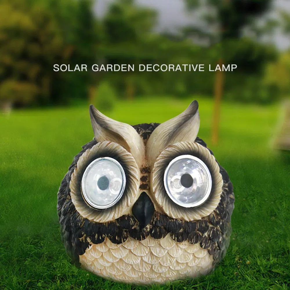 Luz Solar de Animal Decorativa Búho Luz LED Búho Marrón Resina Luz de Paisaje Cambiante de Color para Parque Patio Terraza Jardín Hogar Sendero