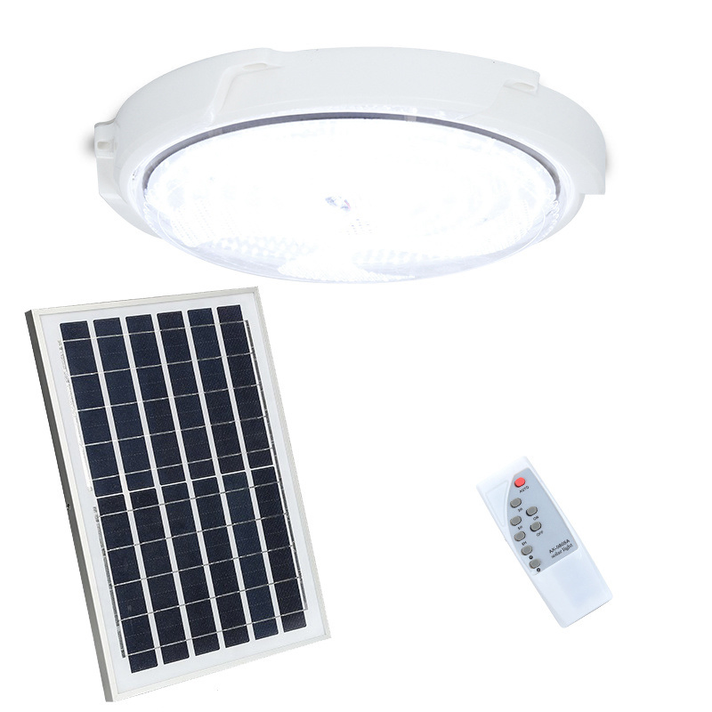 Lámpara de techo LED solar para iluminación de interiores y exteriores en el hogar 50W 100W 200W Resaltar control remoto para iluminación de patio y garaje