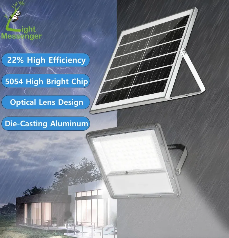 Luces de inundación solares al aire libre, iluminación LED para jardín