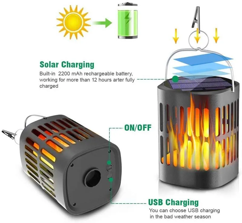 Lámpara Solar de Llama Estilosa para Decoración de Jardín Exterior IP65