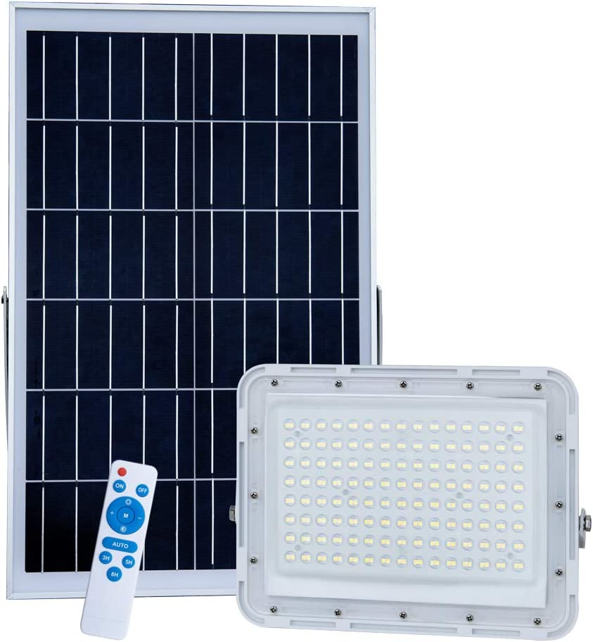 LED de 100W de Faroles solares,lúmenes Farol 24000Calle exterior impermeable IP67 con mando a distancia de iluminación de seguridad para el patio, jardín, piscina, encuadernación