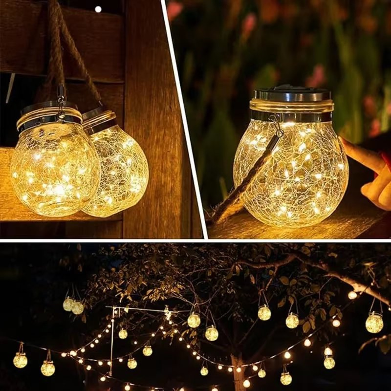 Lámpara de vidrio solar encantadora para decoración de jardín al aire libre