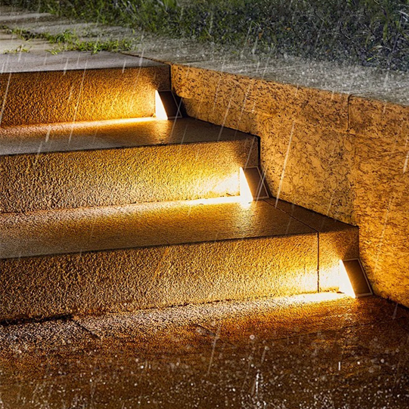 Luz de escalera LED solar a prueba de agua y antirrobo, lente para escaleras del hogar, pasillo, iluminación exterior de jardín