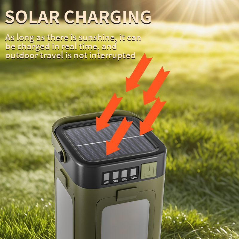 Lámpara de camping solar recargable plegable y a prueba de agua para jardín y campamento