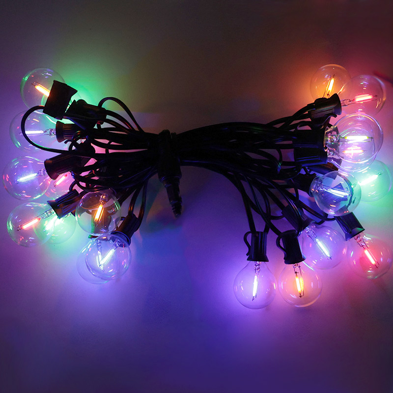 Luces solares de estilo colgante para interiores y exteriores con 50PCS bombillas LED multicolores para iluminación de jardín, terraza y Navidad
