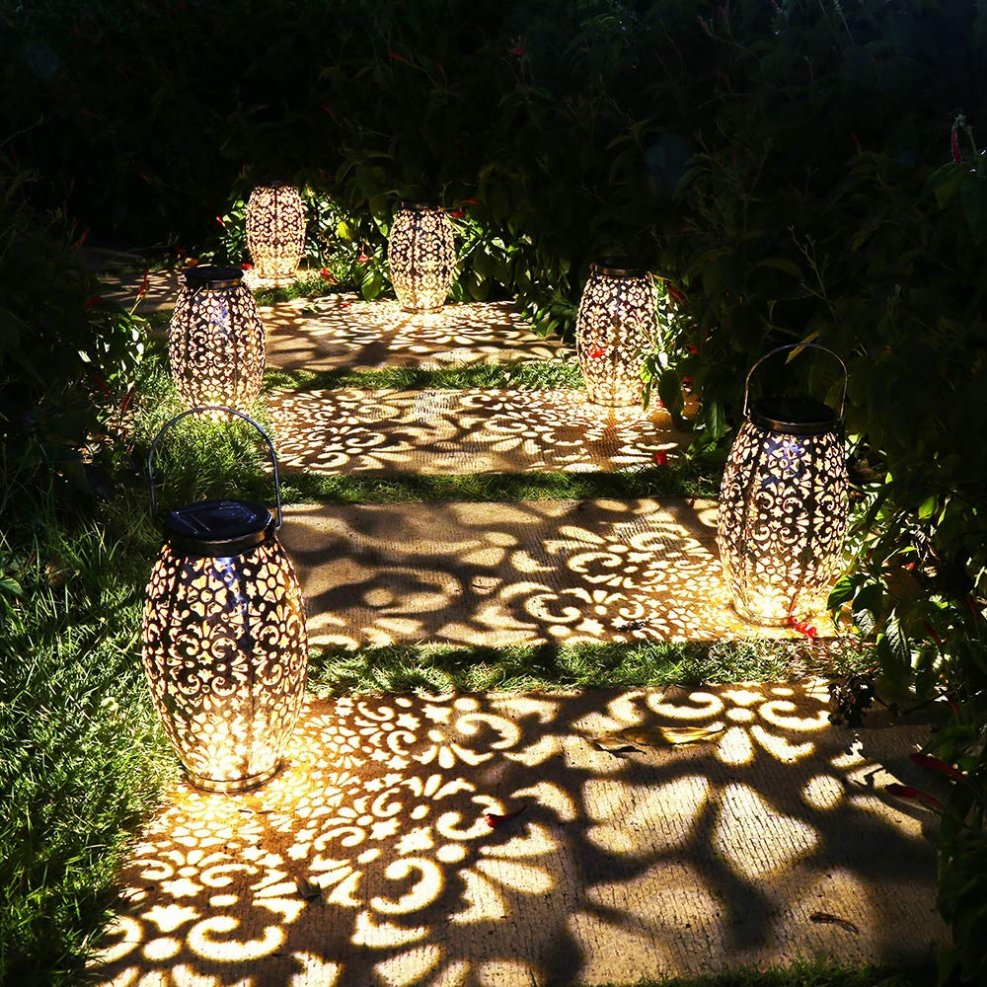 Adornos exteriores regalo mesa colgante luces solares faroles para jardín patio patio parque
