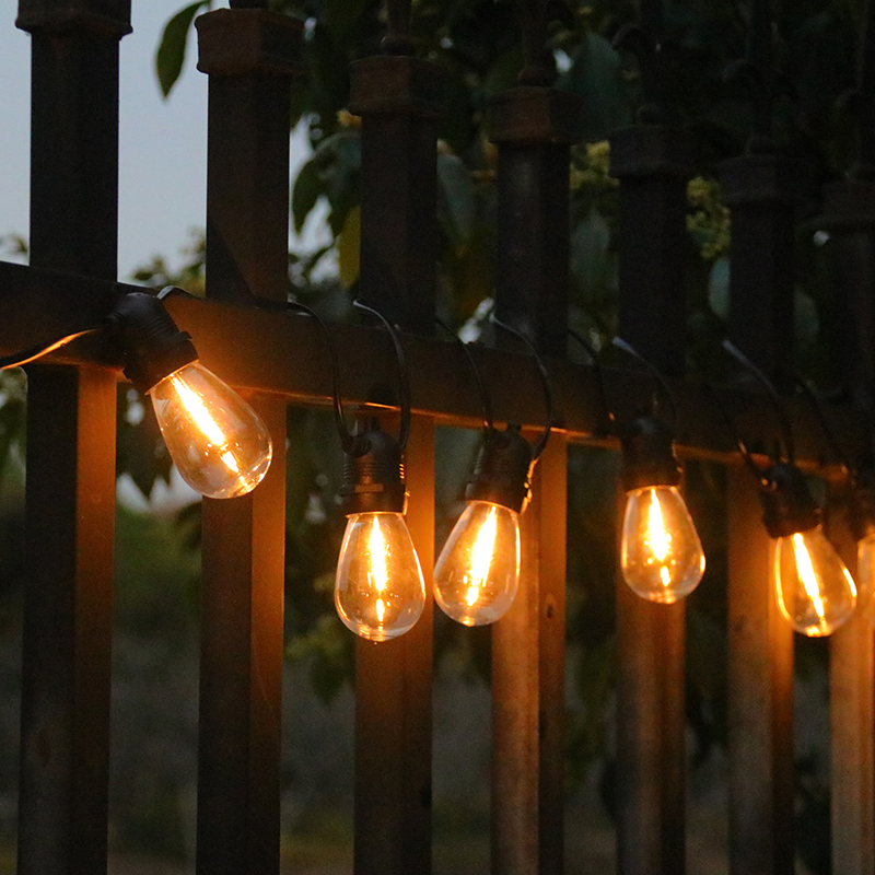 48 FT G40 Luces de Cadena Exteriores Solares Bombillas Vintage Edison Grado Comercial Pesado Decorativas